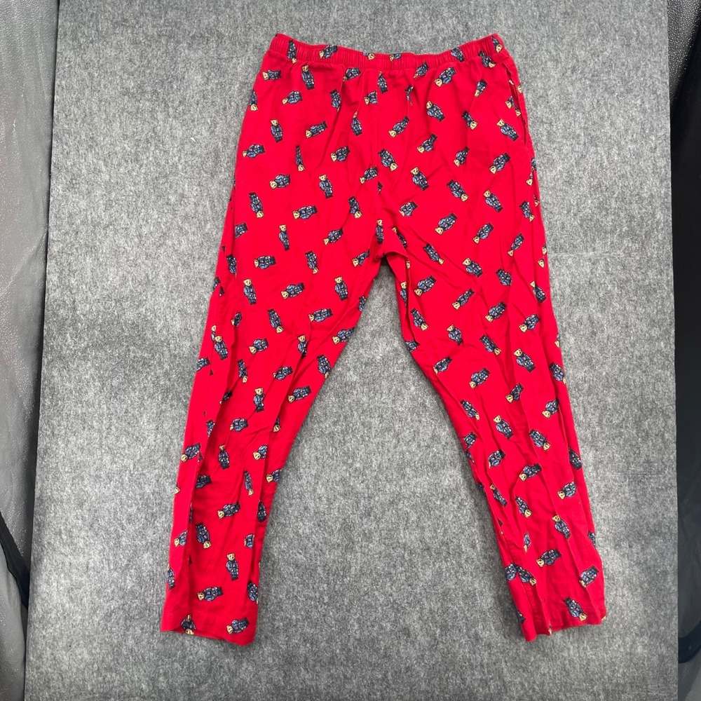 Polo Ralph Lauren Pajama Pants Mens XL Red Polo Bear All Over Print Lounge